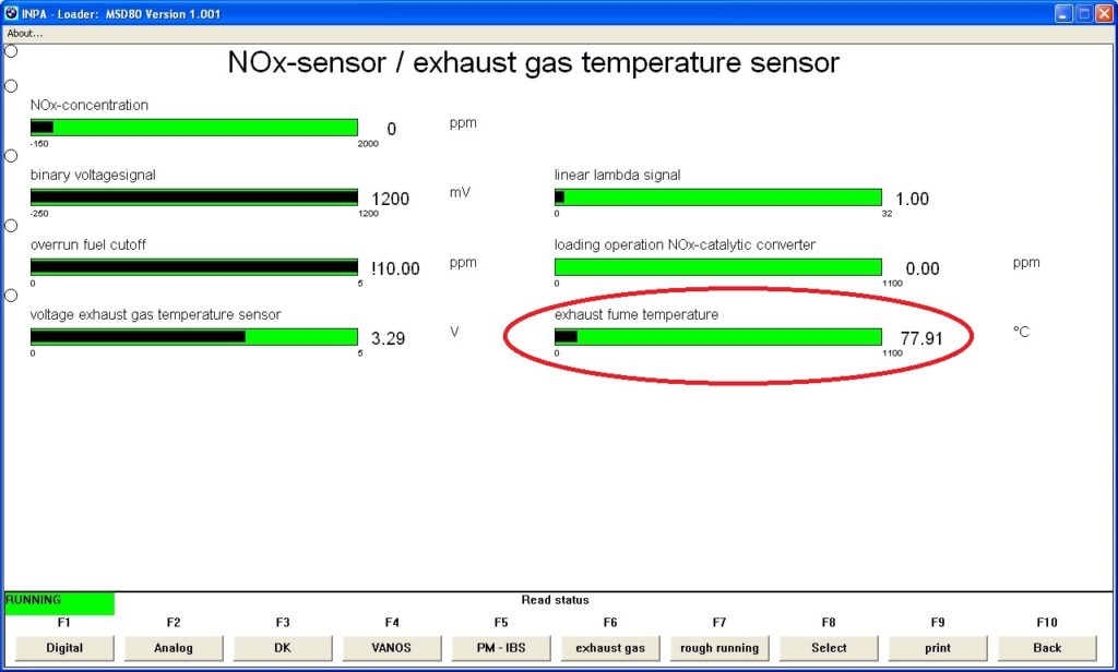 BMW INPA NOx menu