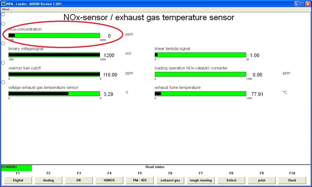 BMW INPA NOx menu