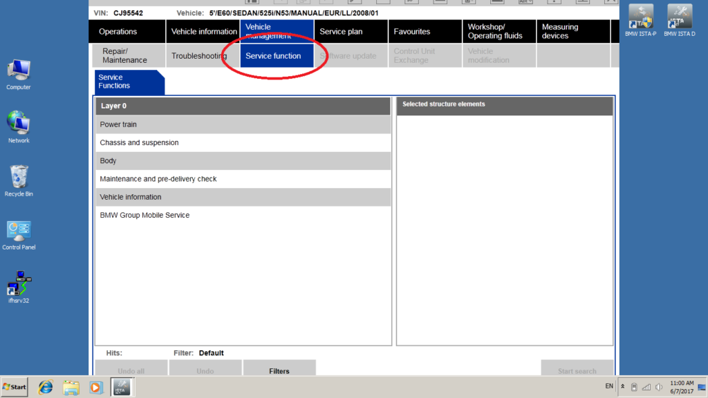 BMW ISTA Service menu